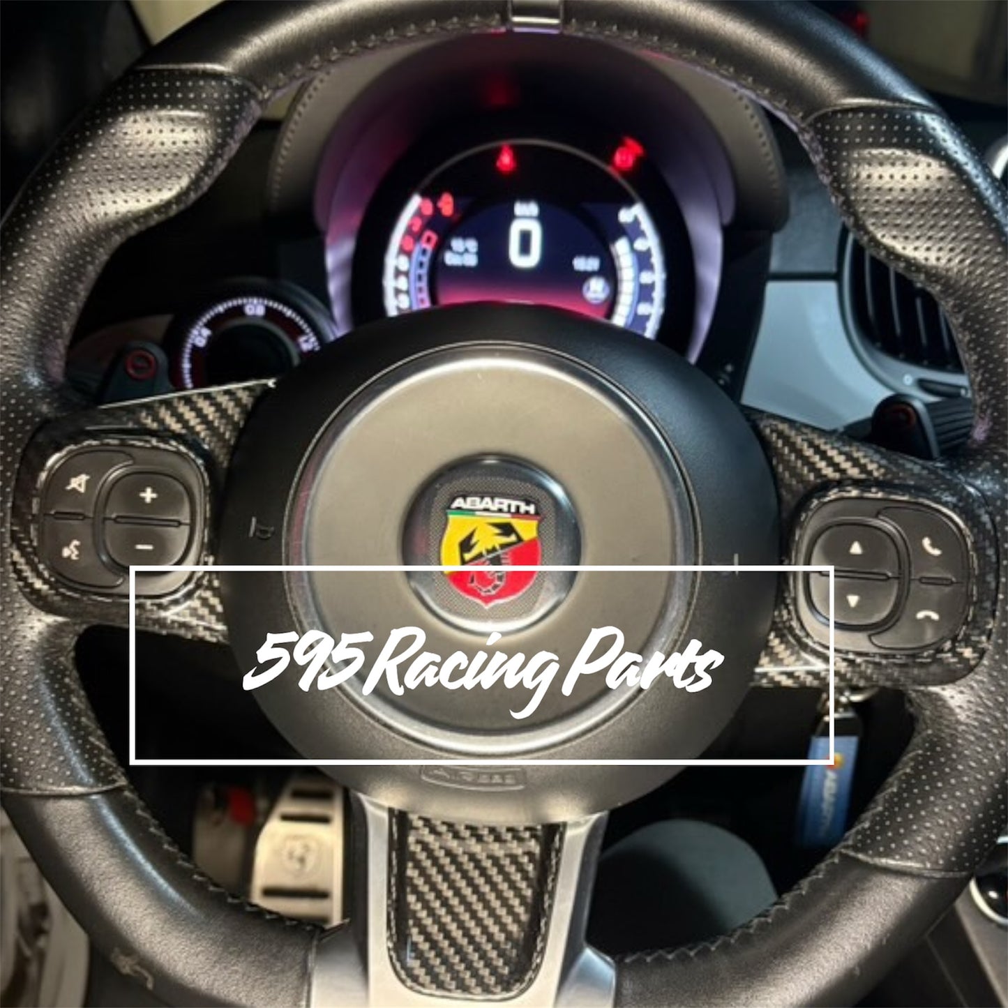 Cover Coppia Pulsanti Volante in CARBONIO VERO Fiat 500 Abarth 595 - 695 - Restyling - in diverse finiture