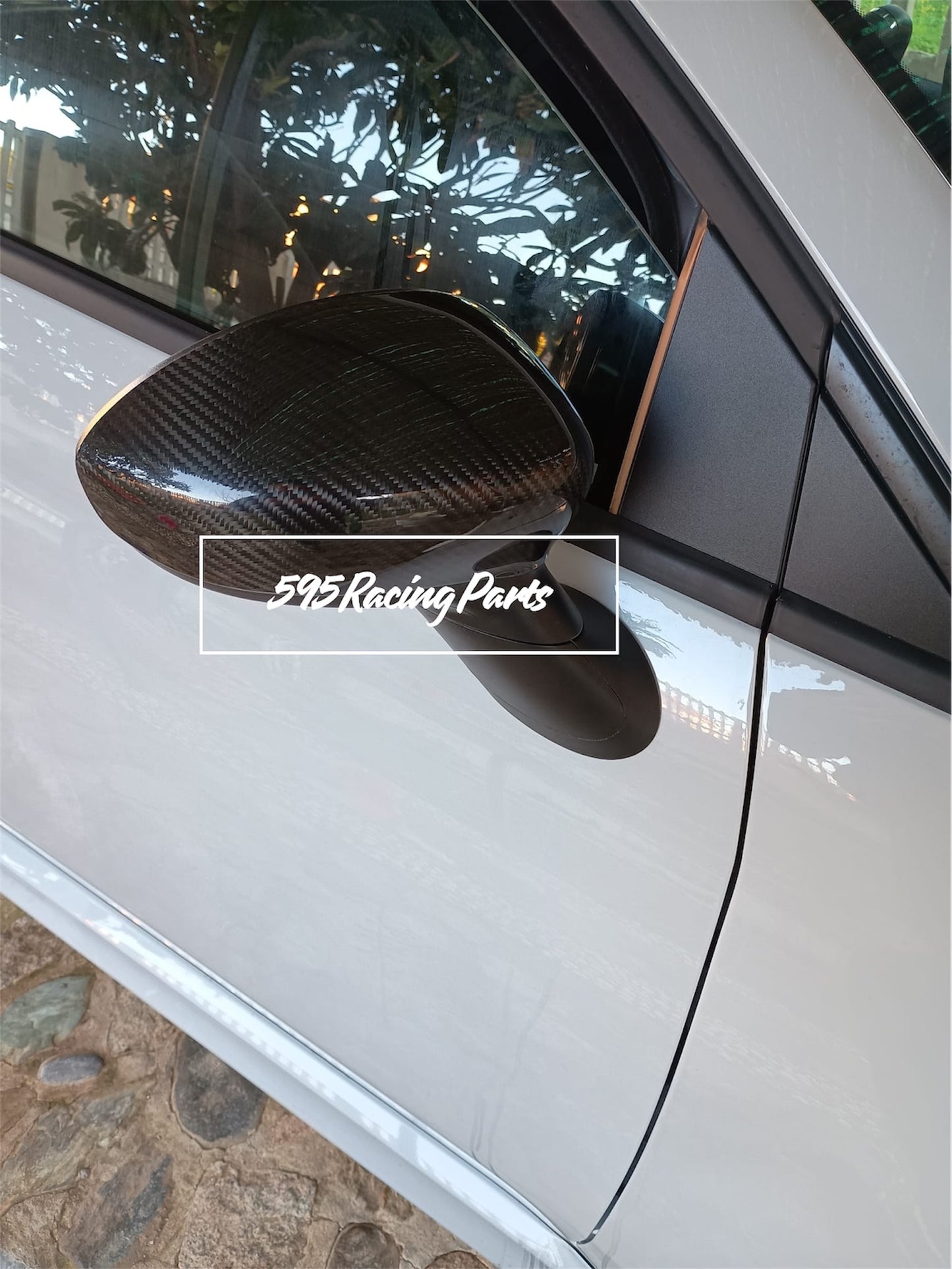 Pair of REAL CARBON Mirror Cover Caps Fiat 500 Abarth - 595 - 695 - Punto Abarth - Alfa Romeo 4C 