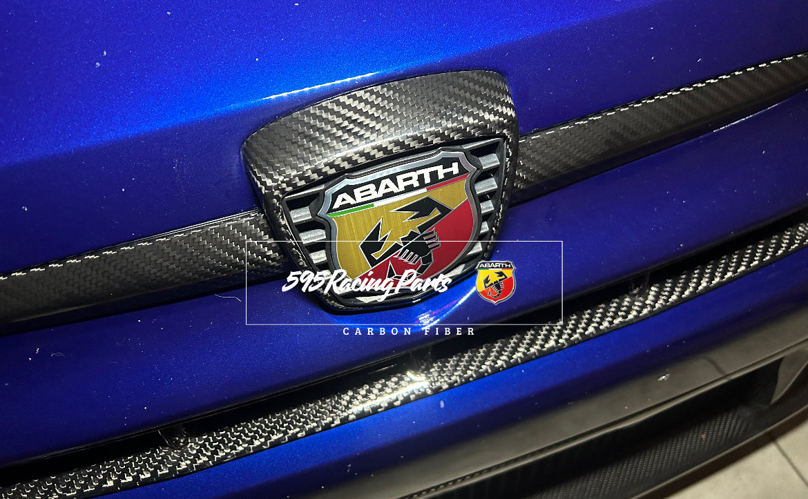 Front Logo Cover in REAL CARBON Fiat 500 Abarth 595 - 695 
