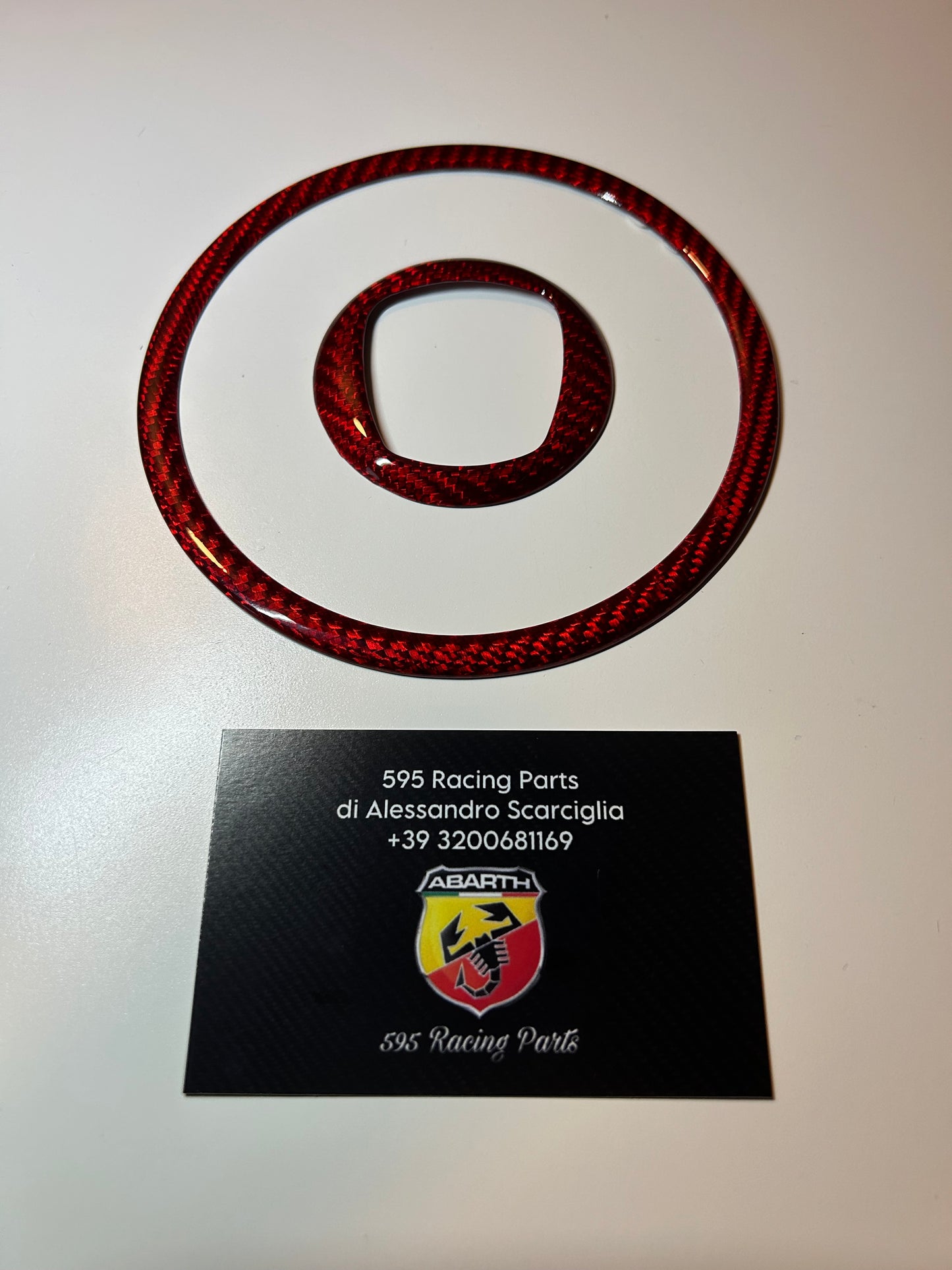Cover Rings Steering Wheel Airbag in REAL CARBON Fiat 500 Abarth 595 - 695 - Fiat 500 - in different finishes