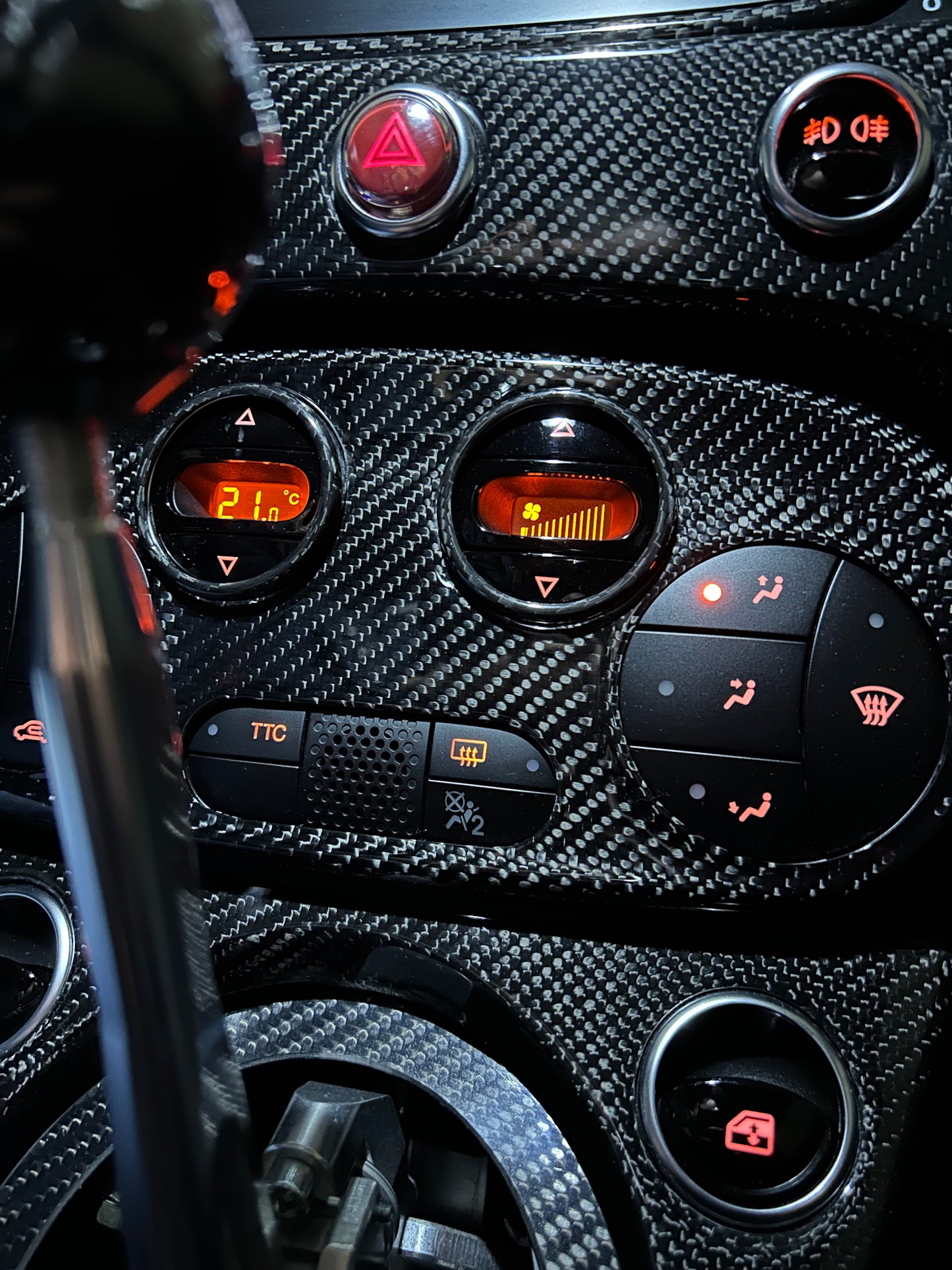 Cover coppia anelli clima automatico in CARBONIO VERO per Fiat 500 Abarth - 595 - 695 - Fiat 500 - in diverse finiture