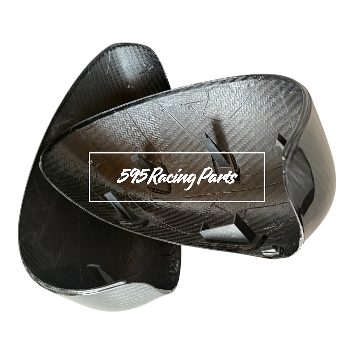 Pair of REAL CARBON Fiber Mirror Caps for Fiat 500 Abarth - 595 - 695 - Punto Abarth - Alfa Romeo 4C