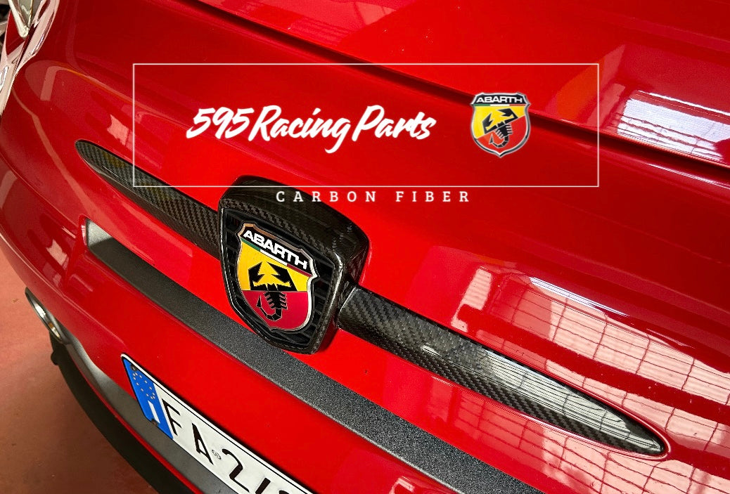 Front Logo Cover in REAL CARBON Fiat 500 Abarth 595 - 695 