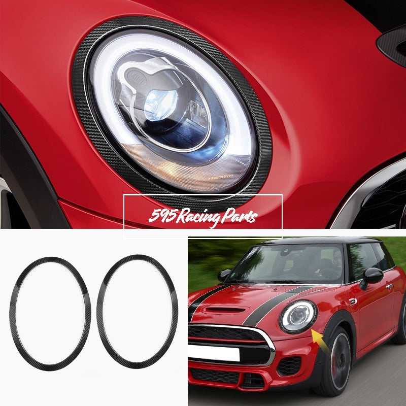 Coppia Cover cornici fanali anteriori in VERO CARBONIO Mini Cooper F55/F56/F57 (2014-2020)