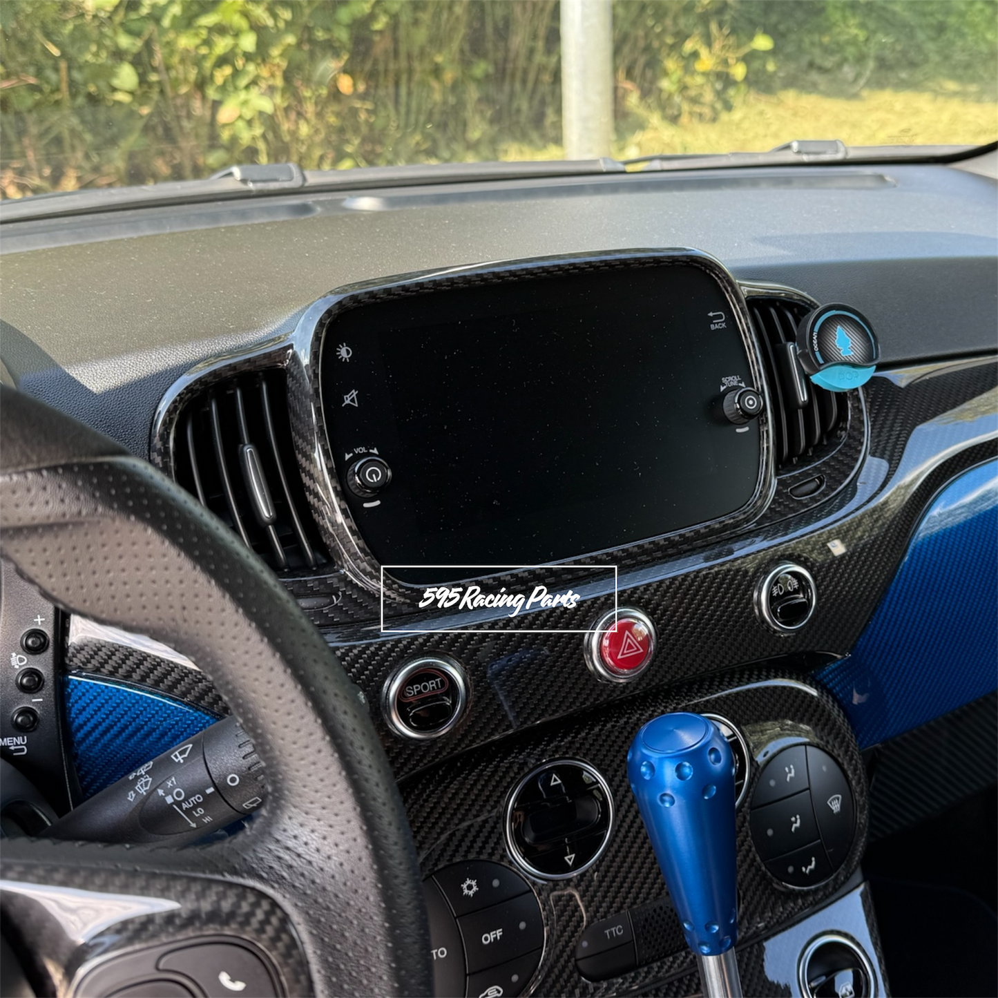 Cover Autoradio in CARBONIO VERO Fiat 500 Abarth 595 - 695 - Fiat 500