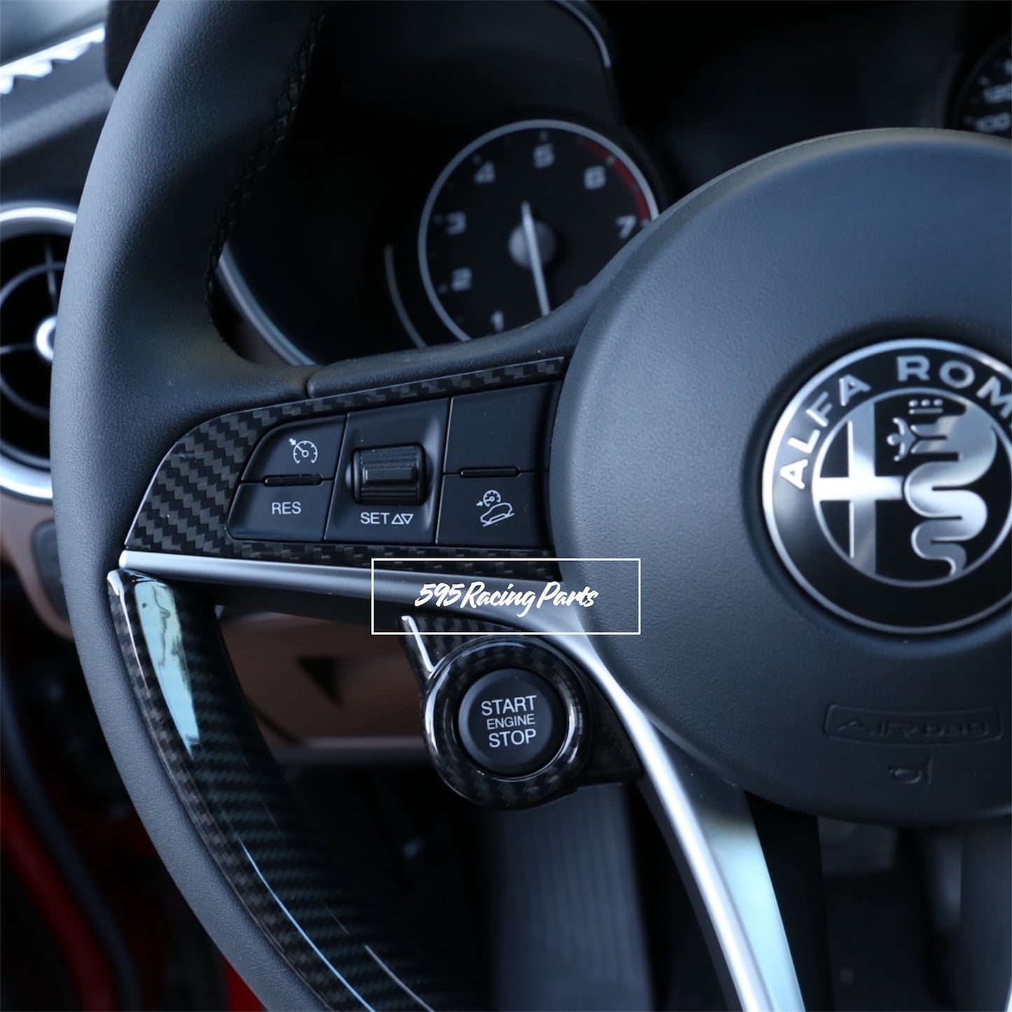Coppia Cover pulsanti volante in VERO CARBONIO per Alfa Romeo Giulia - in diverse finiture