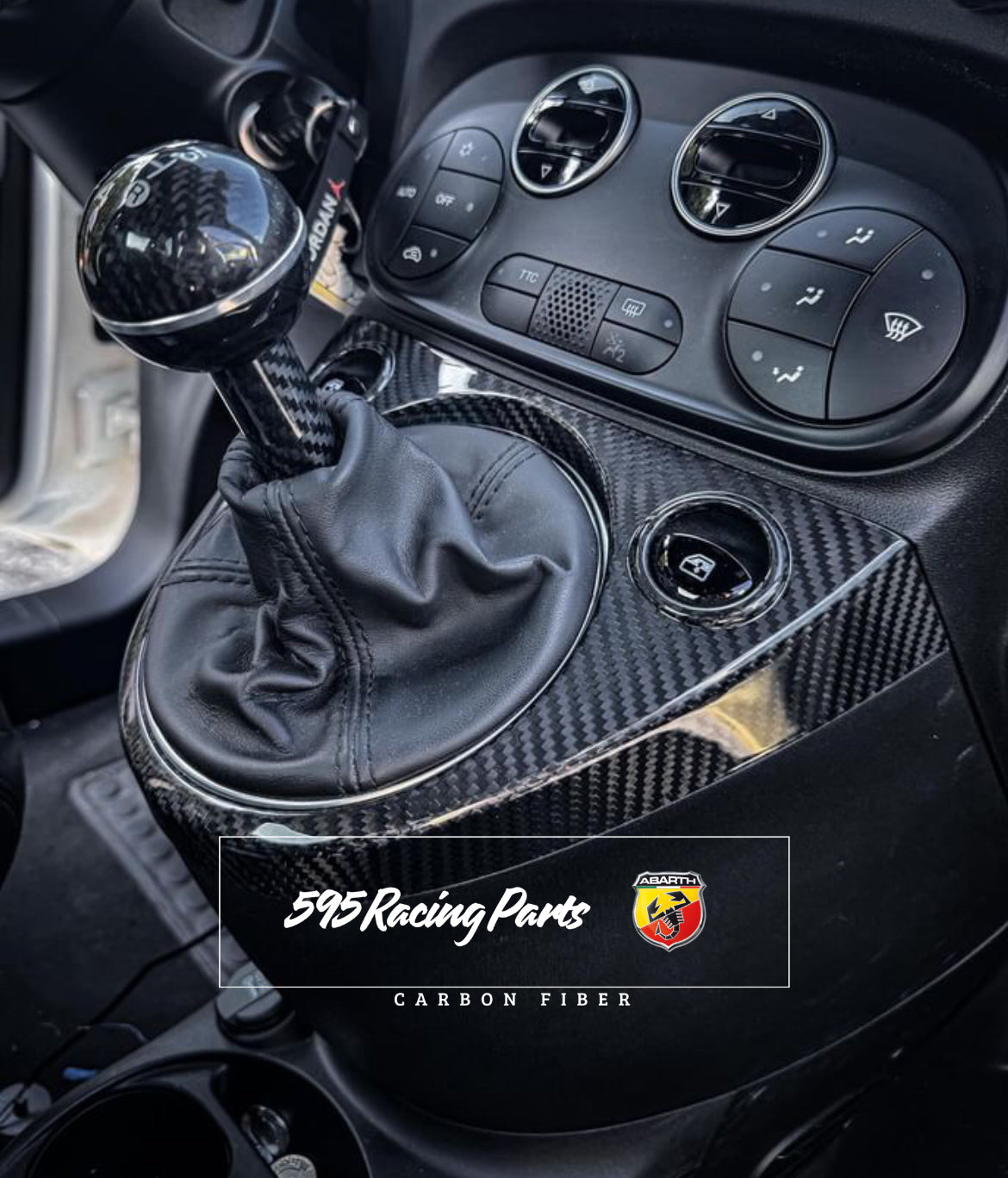 Gear Shift Cover in REAL CARBON Fiat 500 Abarth - 595 - 695 - Fiat 500 - Restyling - in different finishes