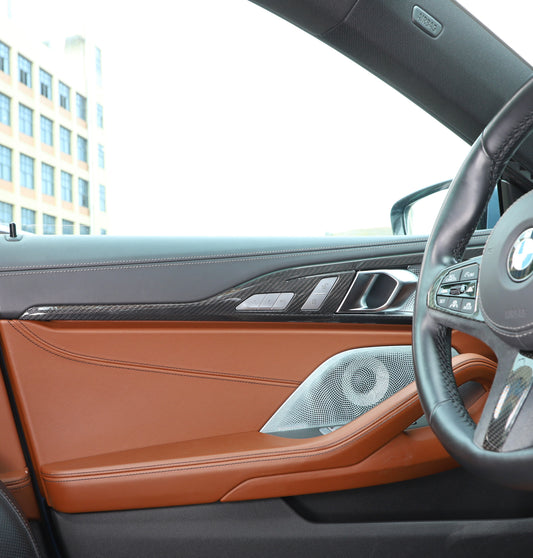 Front Inner Door Handle Covers in REAL CARBON for BMW 8 Series 2019-2022
