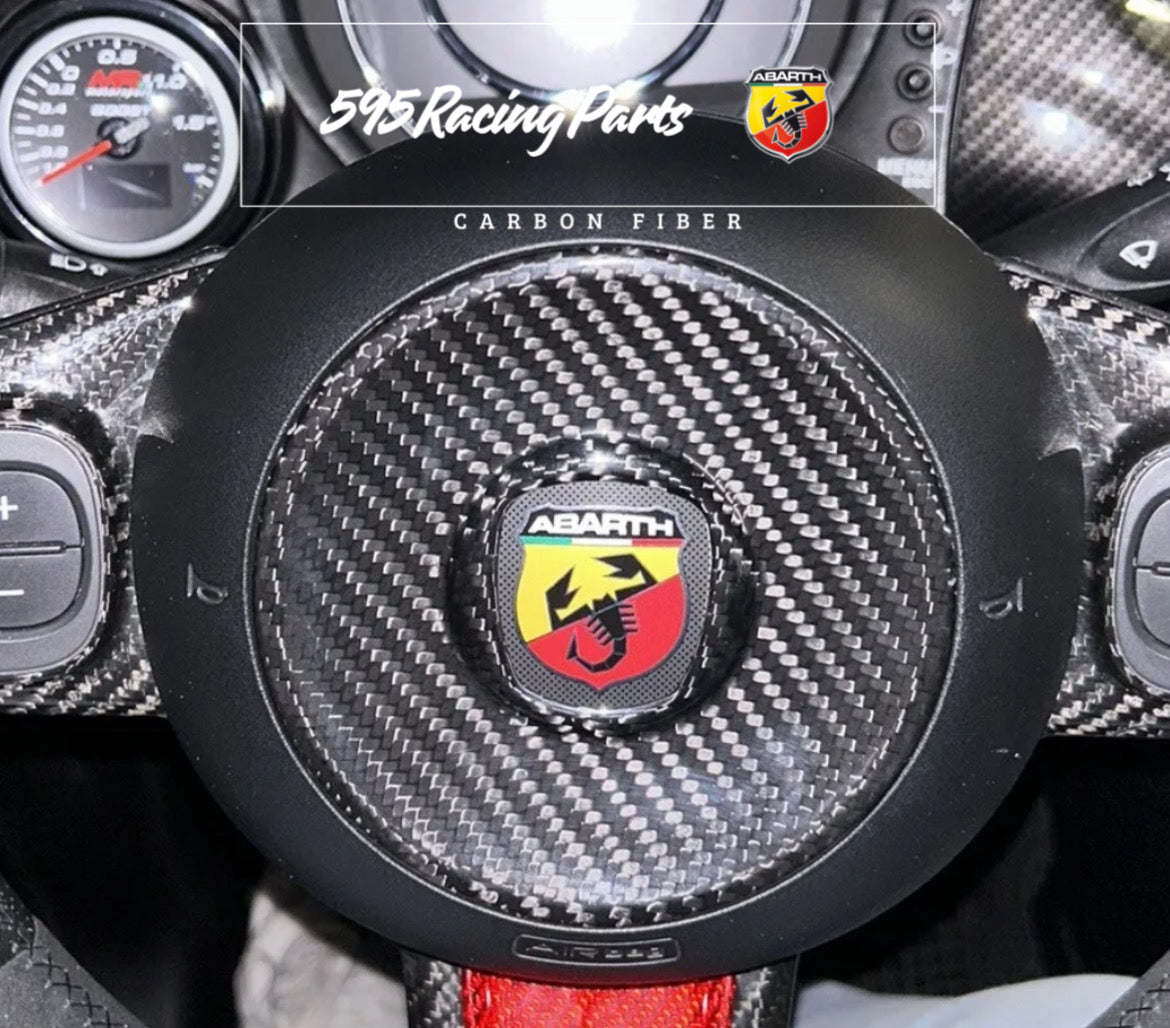 Steering Wheel Cover Airbag in REAL CARBON Fiat 500 Abarth - 595 - 695 - Fiat 500 - in different finishes 
