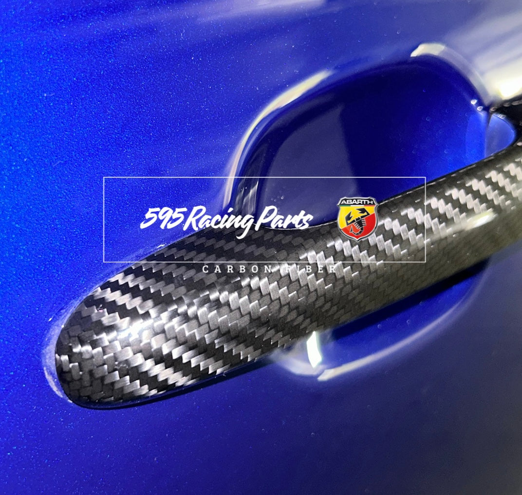 Pair of Door Handle Covers in REAL CARBON Fiat 500 Abarth 595 - 695 - Fiat 500 