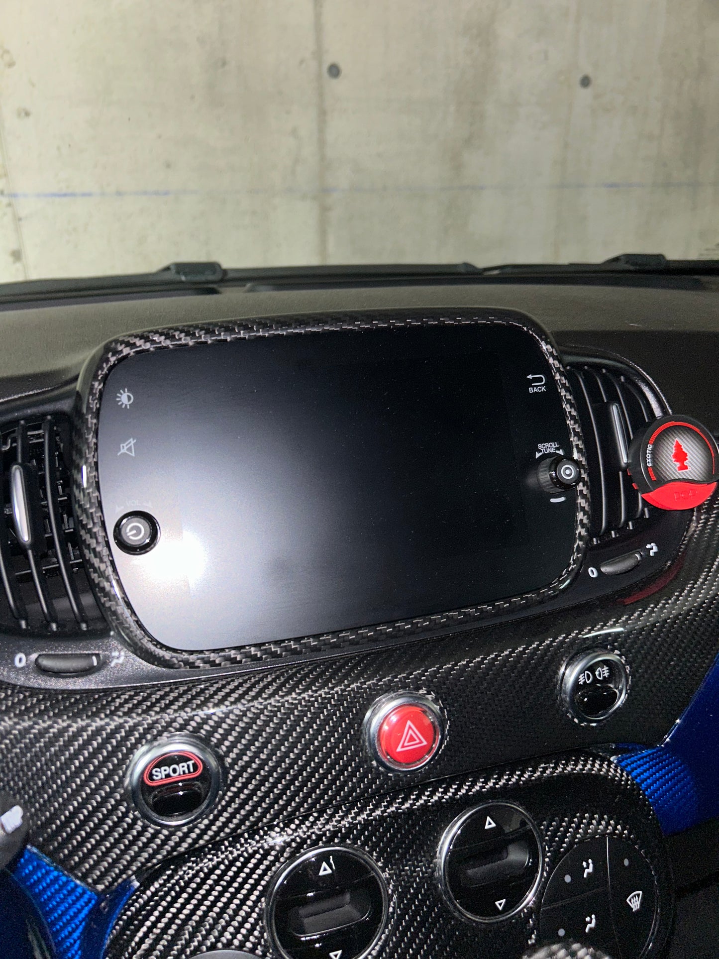 Car Radio Cover in REAL CARBON Fiat 500 Abarth 595 - 695 - Fiat 500 - in different finishes