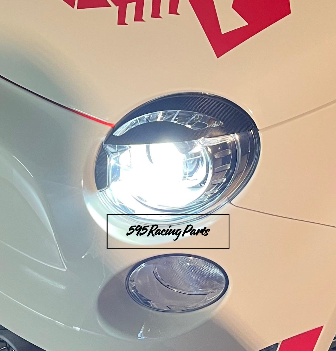 Coppia Palpebre Fanali Anteriori Xeno in VERO CARBONIO 500 Abarth - 595 - 695 - 500
