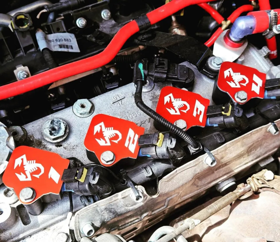 Customized engine compartment coil covers TJET Fiat 500 Abarth 