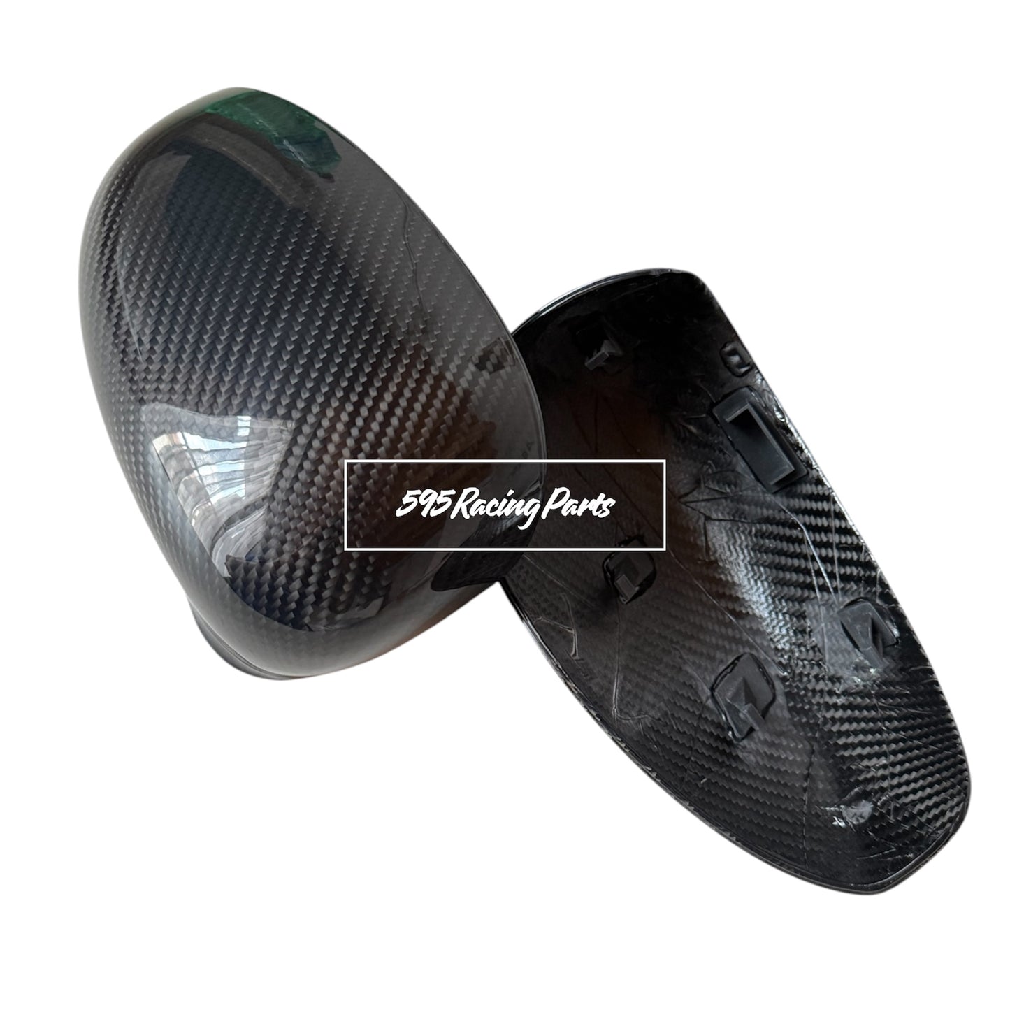Pair of REAL CARBON Fiber Mirror Caps for Fiat 500 Abarth - 595 - 695 - Punto Abarth - Alfa Romeo 4C
