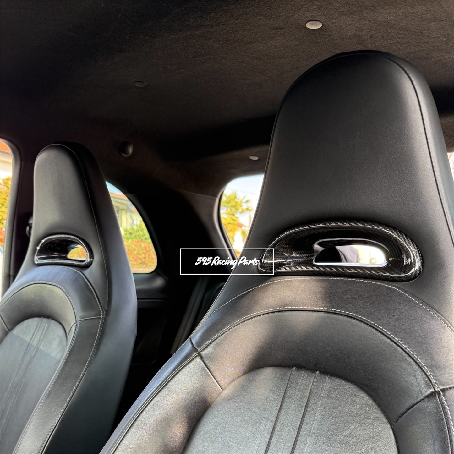 Coppia Cover passacintura sedili in VERO CARBONIO per Fiat 500 Abarth - 595 - 695