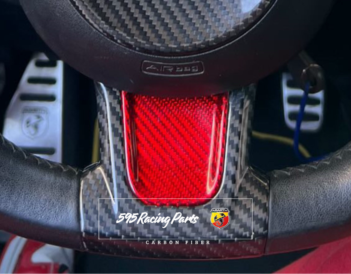 REAL CARBON insert for Abarth 500 - 595 - 695 steering wheel - Restyling - in different finishes 