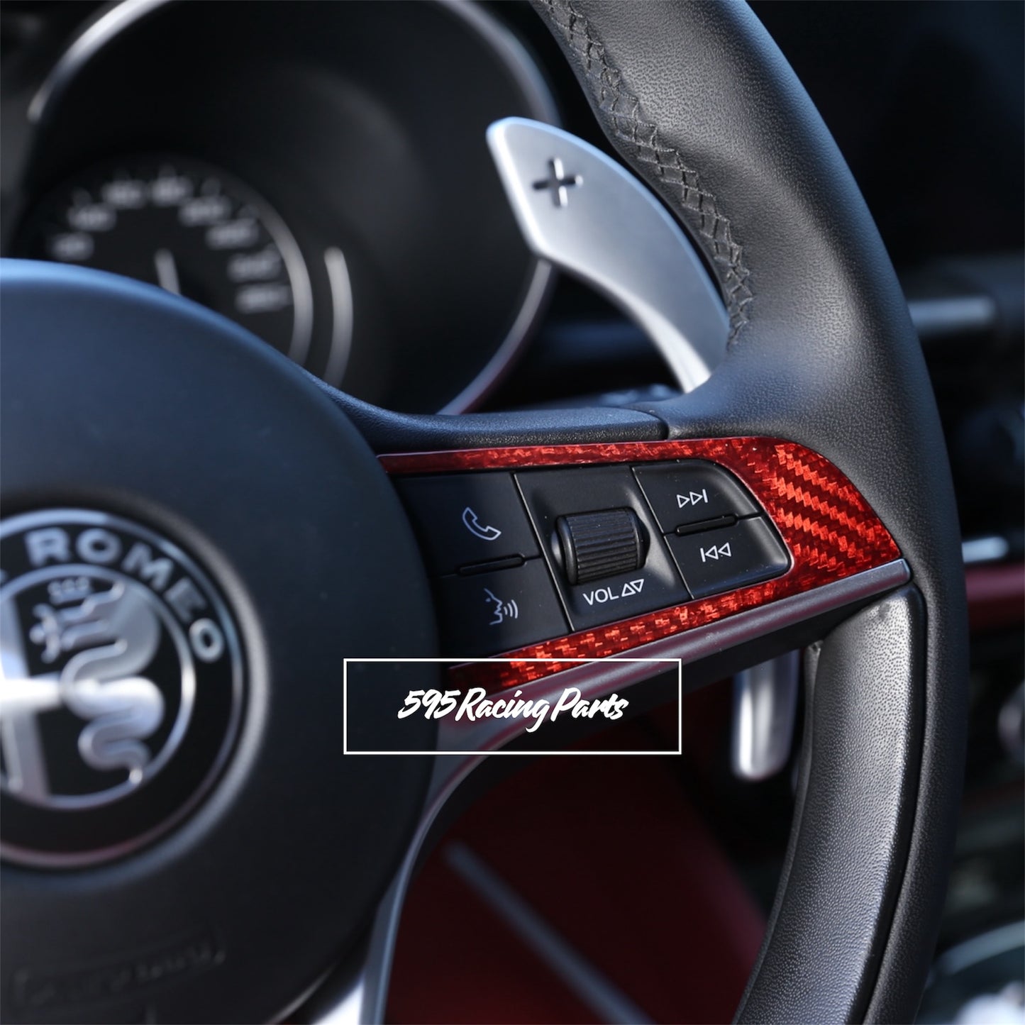 Coppia Cover pulsanti volante in VERO CARBONIO per Alfa Romeo Giulia - in diverse finiture
