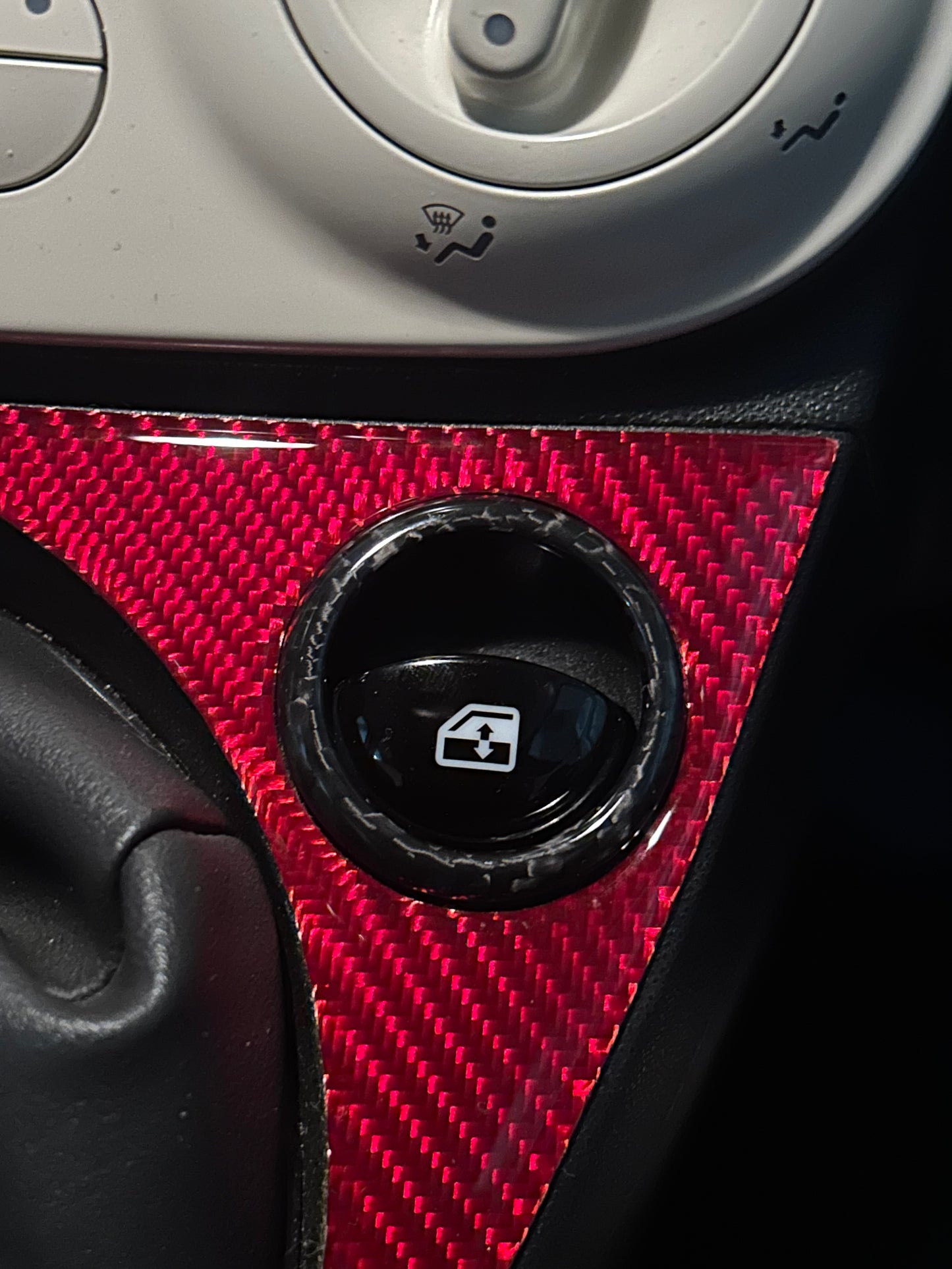 Cover coppia anelli alza finestrini in CARBONIO VERO per Fiat 500 Abarth - 595 - 695 - Fiat 500 - in diverse finiture