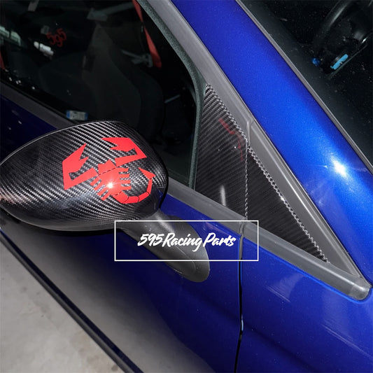 Coppia Cover Calotte Specchietti Aerografate in CARBONIO VERO per Fiat 500 Abarth - 595 - 695 - Punto Abarth - diverse finiture