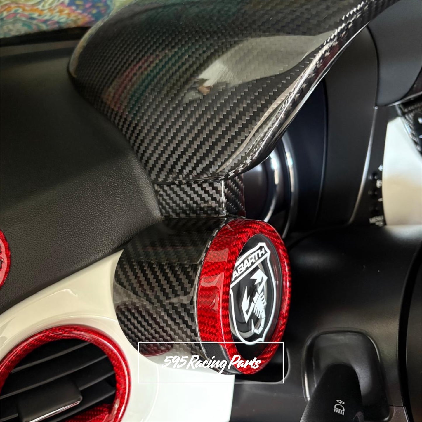 Cover manometro turbo completo in CARBONIO VERO per Fiat 500 Abarth - 595 - 695
