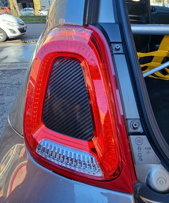 Coppia Placchette Fanali Posteriori in CARBONIO VERO Per Abarth 500 - 595 - 695 Restyling - in diverse finiture
