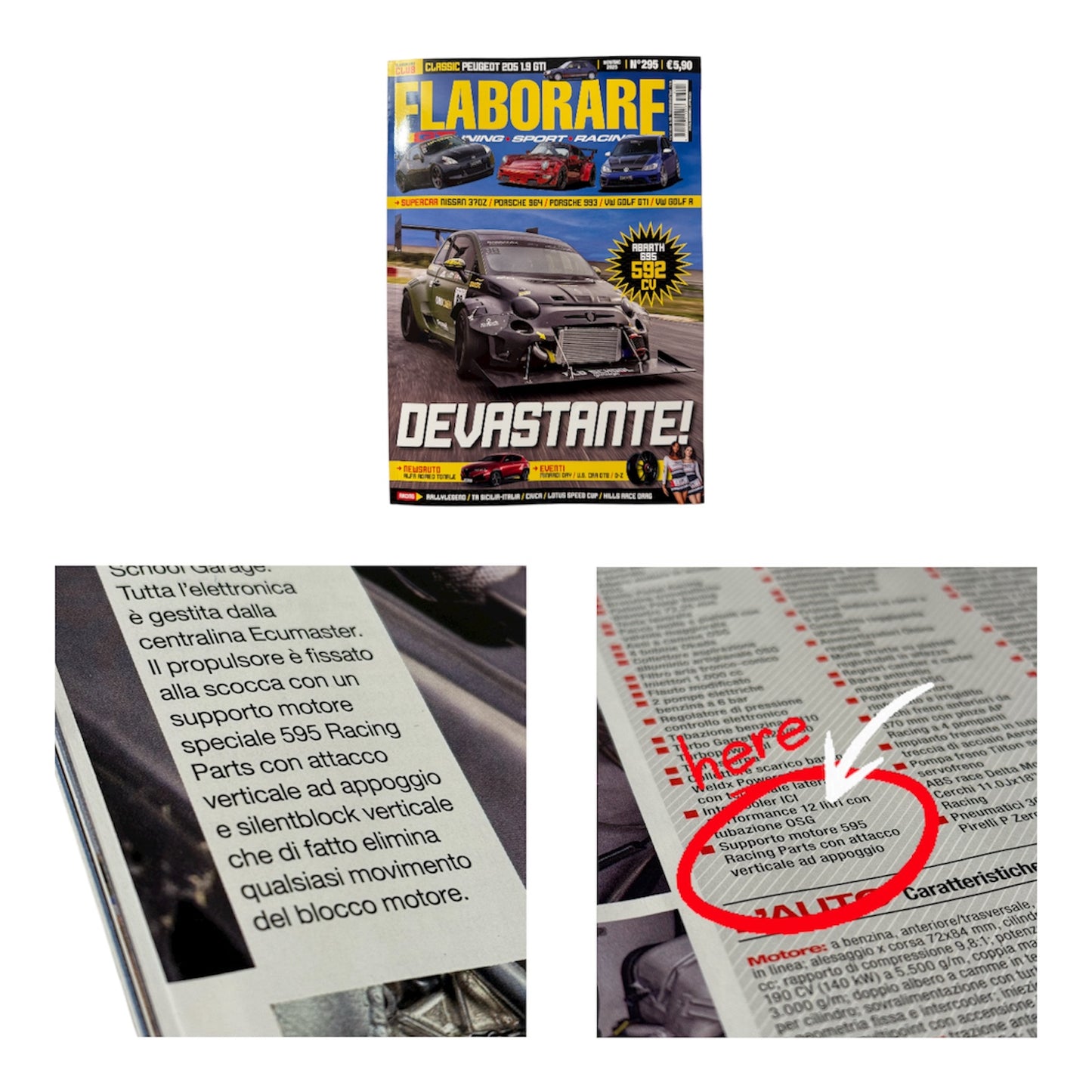 Supporto motore lato distribuzione rinforzato Fiat 500 Abarth - 595 - 695