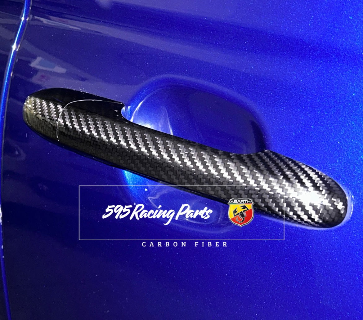 Pair of Door Handle Covers in REAL CARBON Fiat 500 Abarth 595 - 695 - Fiat 500 