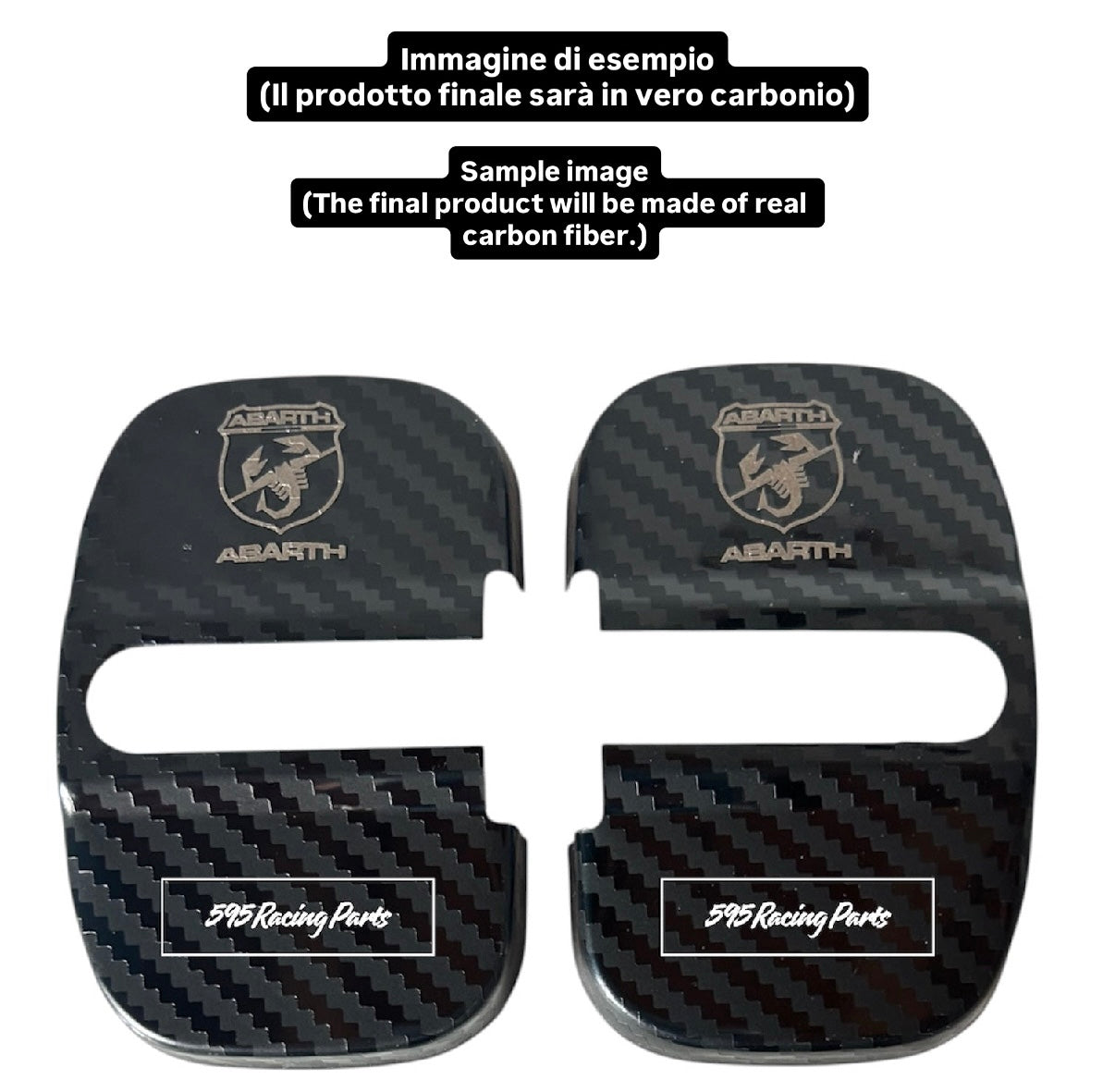(PREORDINE) Coppia Cover serratura portiere in VERO CARBONIO per Fiat 500 Abarth - 595 - 695