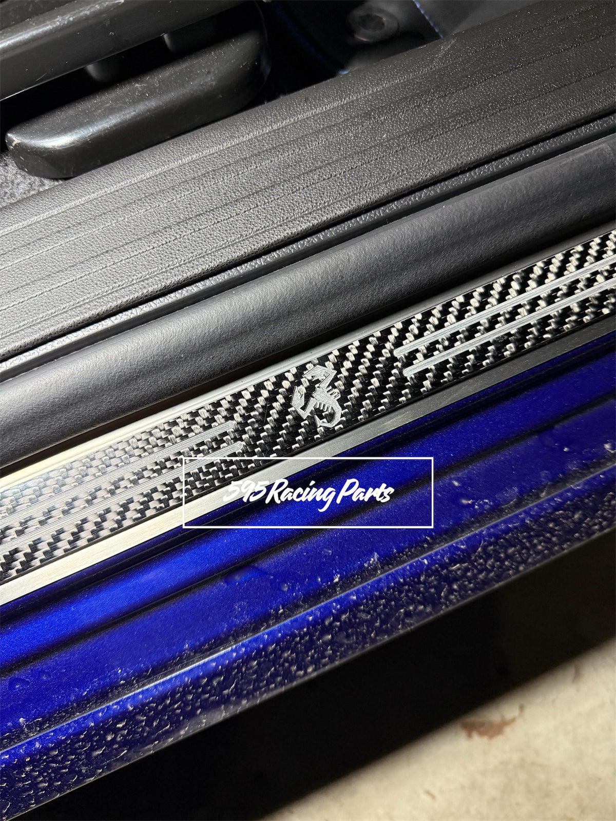 2PCS Carbon Fiber Leather Door Sill Protector Stickers For Fiat 500 Abarth – Red