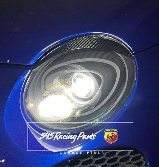 Coppia Palpebre Fanali Anteriori alogeni in VERO CARBONIO 500 Abarth - 595 - 695 - 500