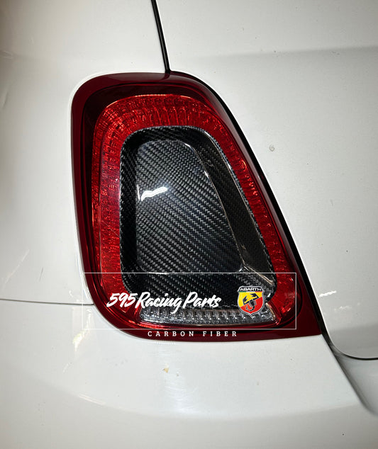 Coppia Placchette Fanali Posteriori Con Bordo in CARBONIO VERO Per Abarth 500 - 595 - 695 Restyling