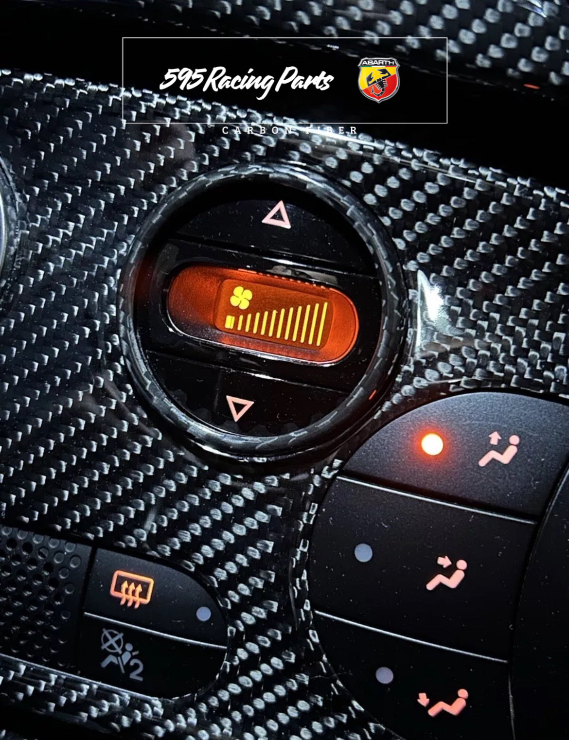 Cover coppia anelli clima automatico in CARBONIO VERO per Fiat 500 Abarth - 595 - 695 - Fiat 500 - in diverse finiture