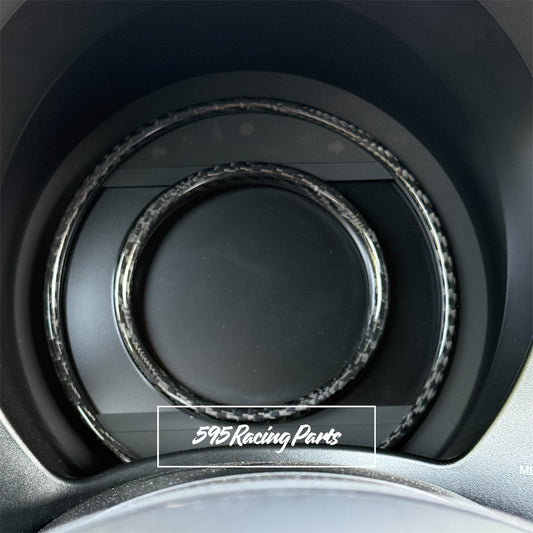 Cover anelli tft contachilometri in VERO CARBONIO per Fiat 500 Abarth - tutte le versioni con display