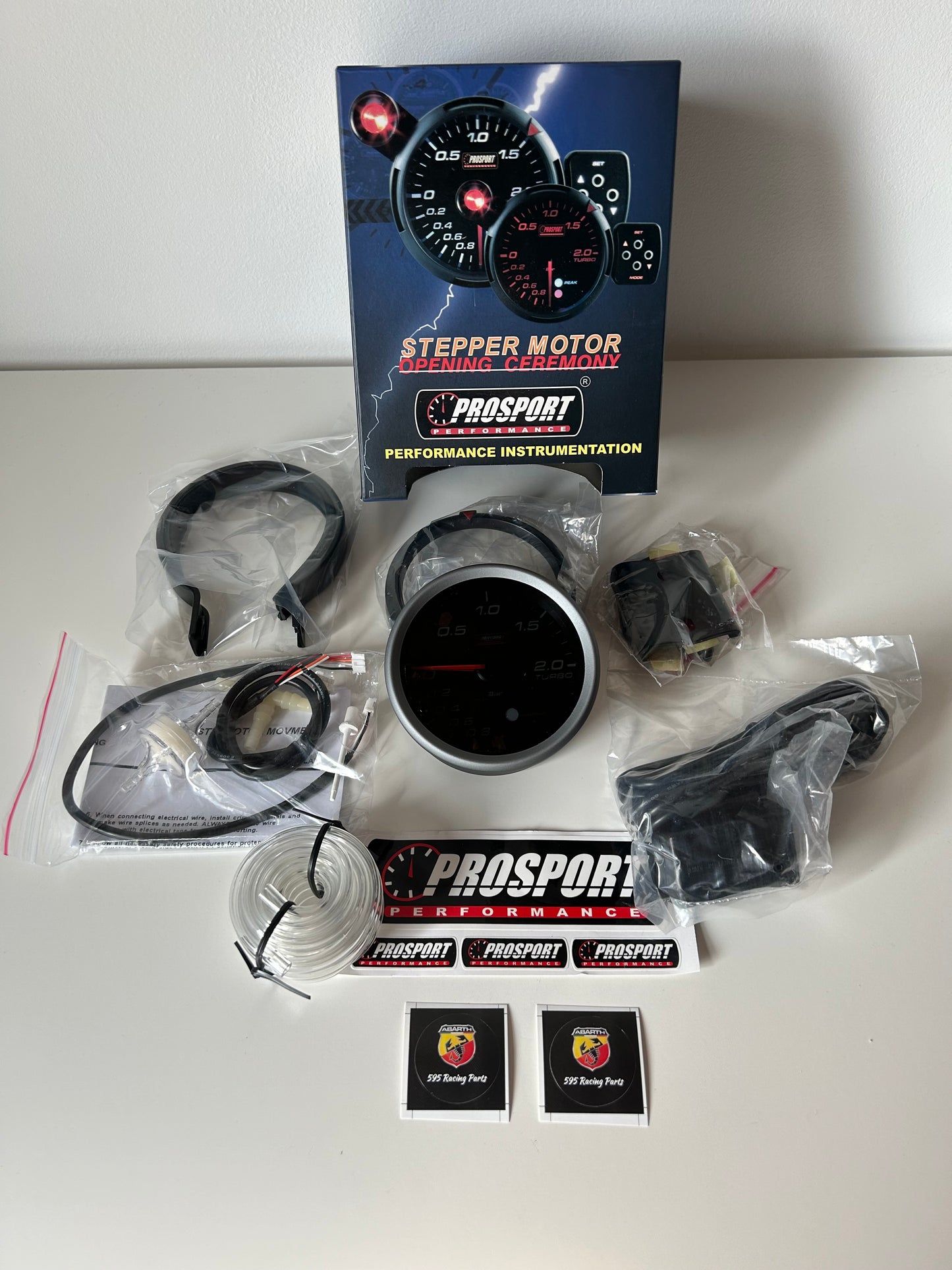 Manometro pressione turbo PROSPORT - 80 mm - Fiat 500 Abarth - 595 - 695