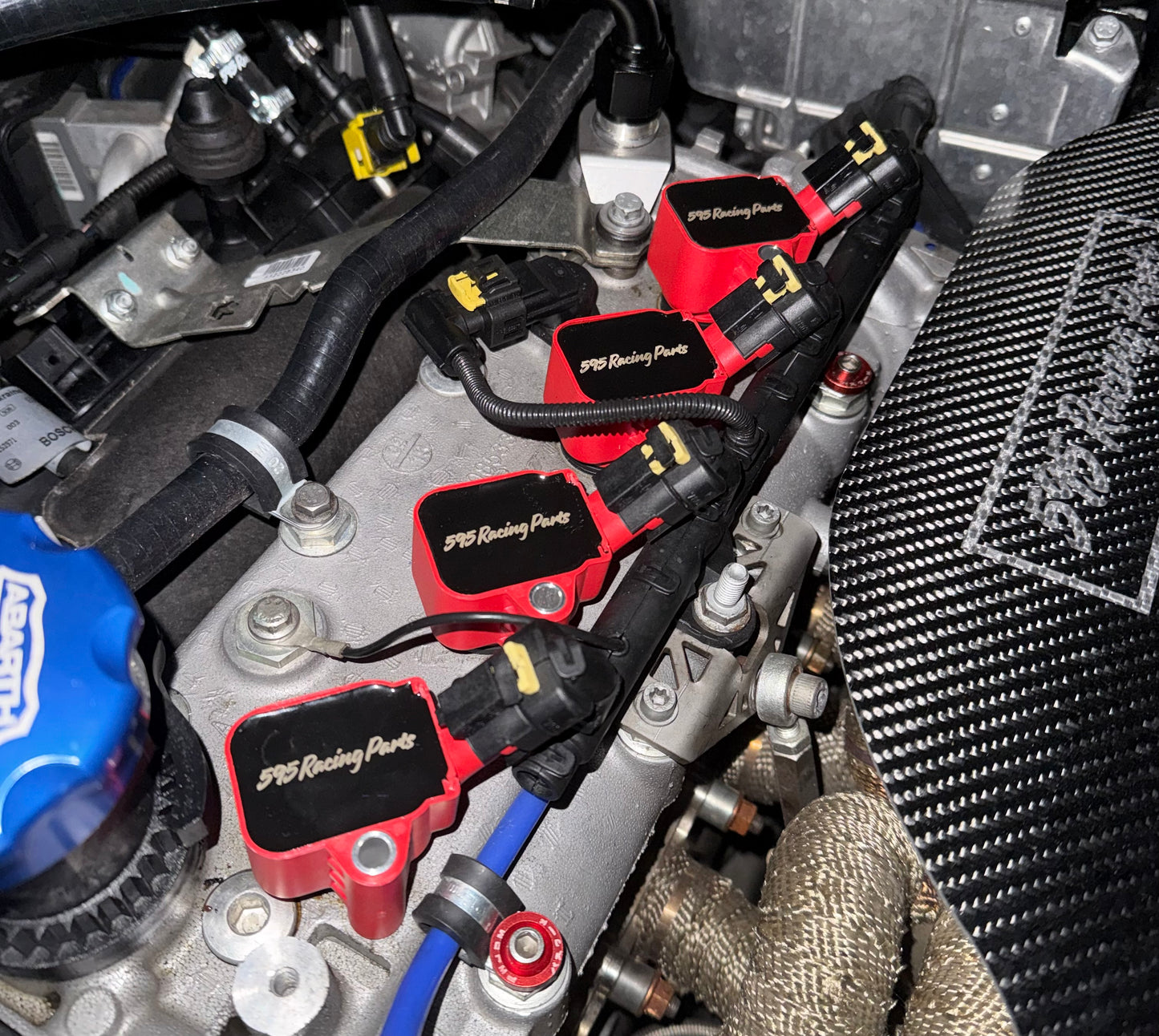 Kit of 4 HIGH PERFORMANCE RACING coils for Fiat 500 Abarth - Alfa Romeo - Punto (tjet &amp; multiair)