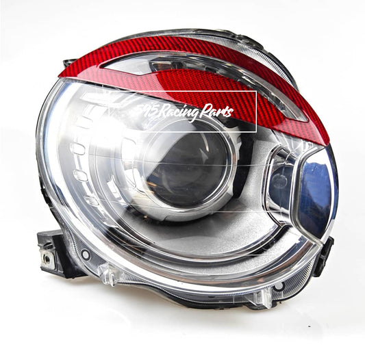 Pair of Front Headlight Eyelids in REAL CARBON xenon headlight 500 Abarth - 595 - 695 - 500