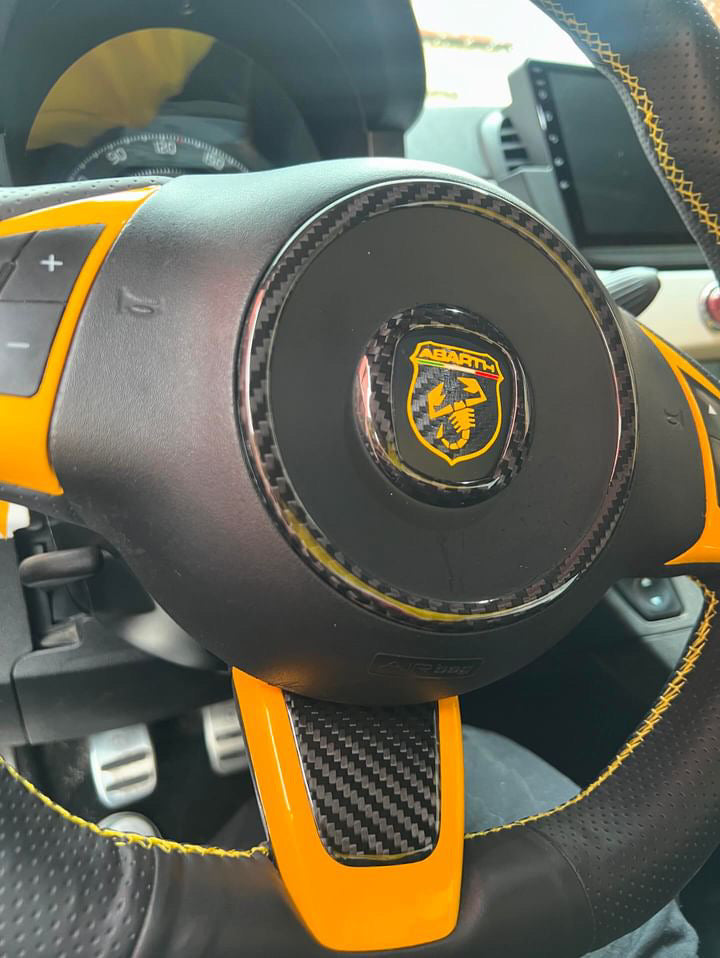 Cover Rings Steering Wheel Airbag in REAL CARBON Fiat 500 Abarth 595 - 695 - Fiat 500 - in different finishes