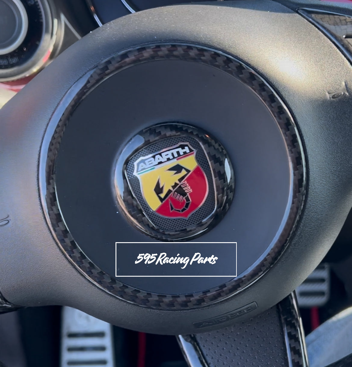 Cover Rings Steering Wheel Airbag in REAL CARBON Fiat 500 Abarth 595 - 695 - Fiat 500 - in different finishes