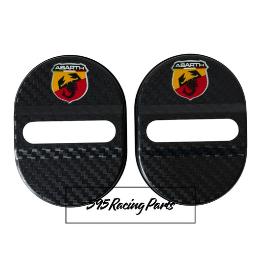 Pair of carbon look door lock covers for Fiat 500 Abarth - 595 - 695 - Fiat 500